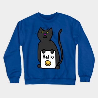 Cute Cat says Hello Crewneck Sweatshirt